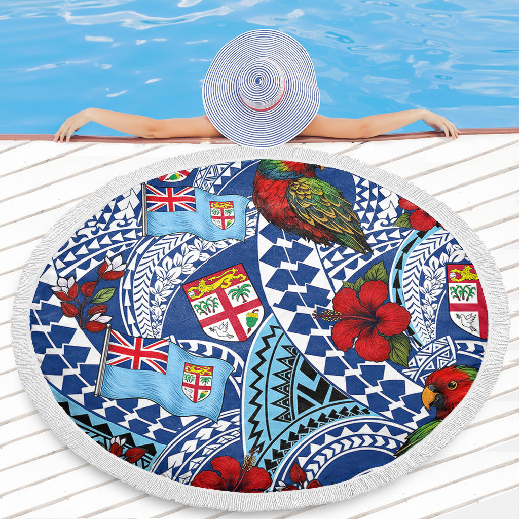 Fiji Beach Blanket Kula Parrot Flag Hibiscus Tribal Style