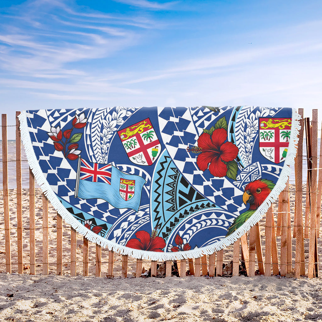 Fiji Beach Blanket Kula Parrot Flag Hibiscus Tribal Style