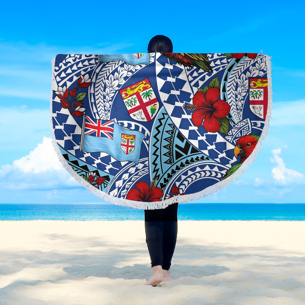 Fiji Beach Blanket Kula Parrot Flag Hibiscus Tribal Style