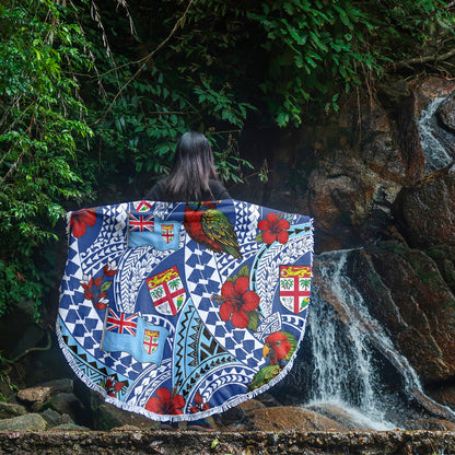 Fiji Beach Blanket Kula Parrot Flag Hibiscus Tribal Style