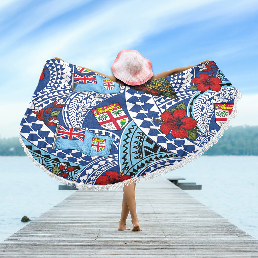Fiji Beach Blanket Kula Parrot Flag Hibiscus Tribal Style
