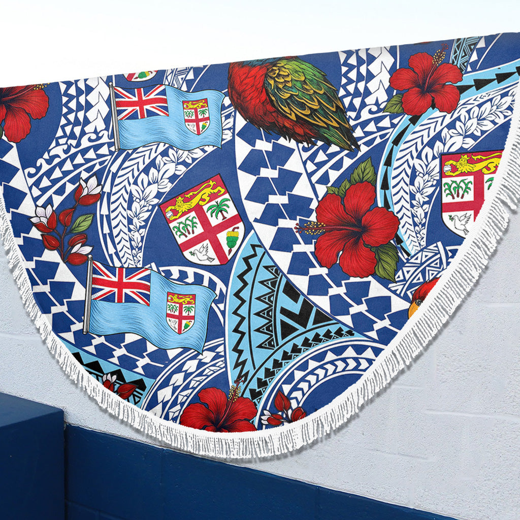 Fiji Beach Blanket Kula Parrot Flag Hibiscus Tribal Style