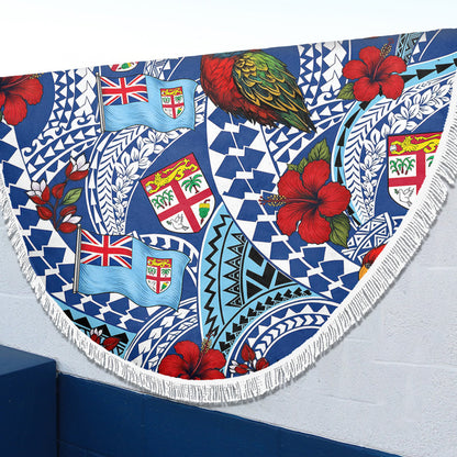 Fiji Beach Blanket Kula Parrot Flag Hibiscus Tribal Style