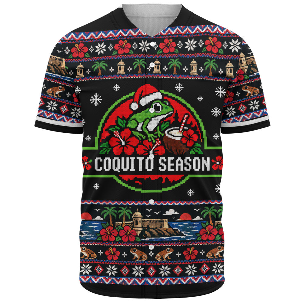 Puerto Rico Baseball Shirt Coquito Season Puerto Rico Christmas Ugly Style