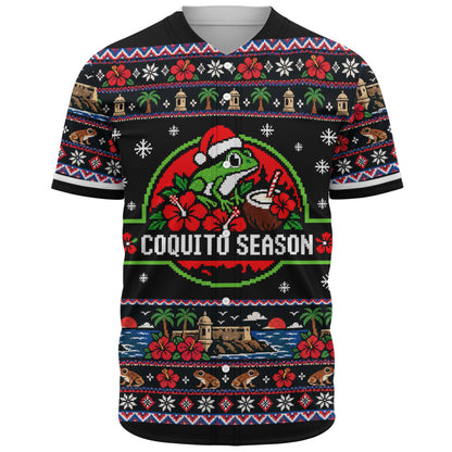 Puerto Rico Baseball Shirt Coquito Season Puerto Rico Christmas Ugly Style