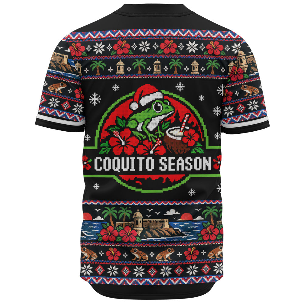 Puerto Rico Baseball Shirt Coquito Season Puerto Rico Christmas Ugly Style