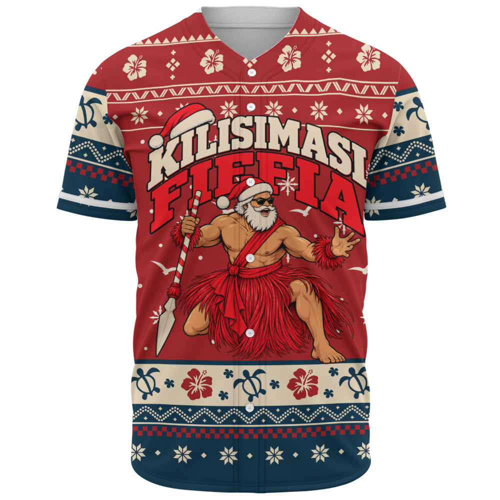 Tonga Baseball Shirt Ugly Christmas Kilisimasi Fiefia Tongan Warrior Santa