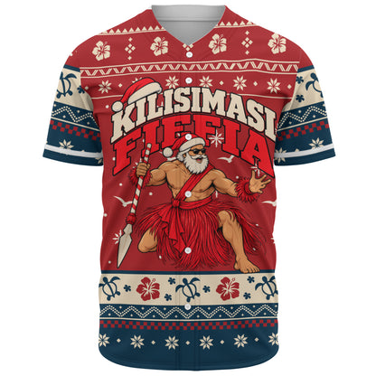 Tonga Baseball Shirt Ugly Christmas Kilisimasi Fiefia Tongan Warrior Santa