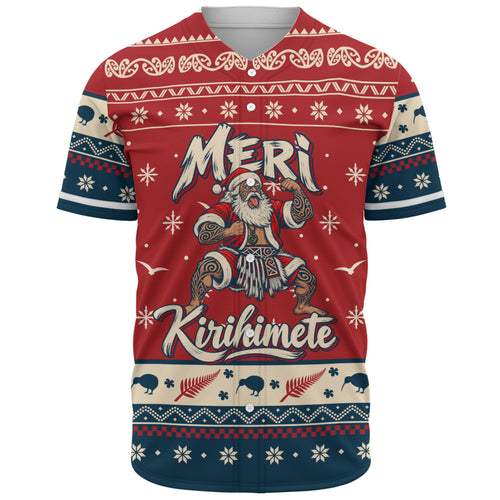 New Zealand Baseball Shirt Ugly Christmas Meri Kirihimete Maori Haka Santa