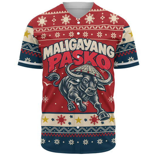 Philippines Filipinos Baseball Shirt Ugly Christmas Maligayang Pasko Filipino Carabao