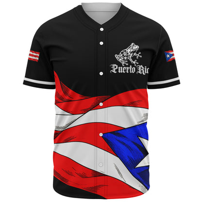Puerto Rico Baseball Shirt Coqui Flag Boricua Heritage