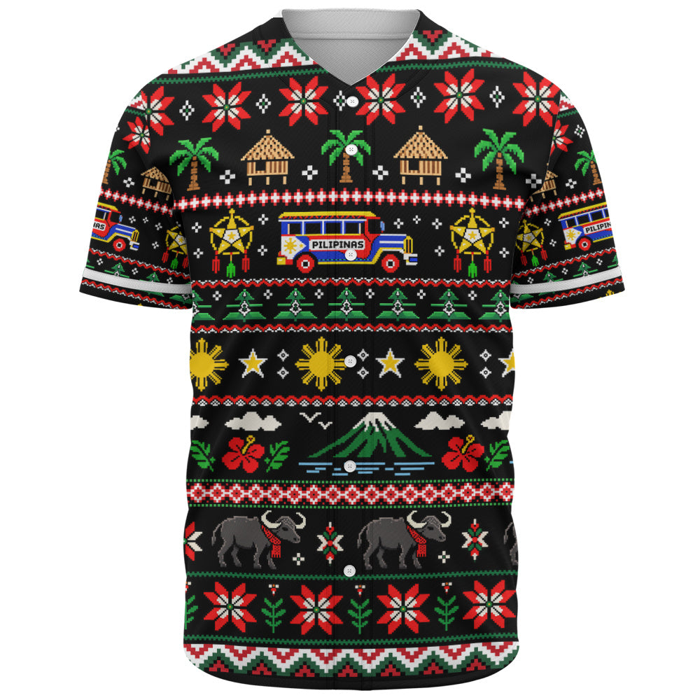 Philippines Filipinos Baseball Shirt Maligayang Pasko Pattern Style