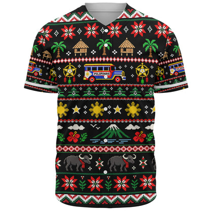 Philippines Filipinos Baseball Shirt Maligayang Pasko Pattern Style