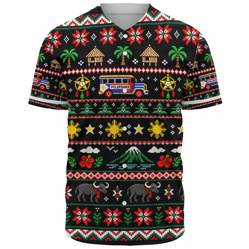 Philippines Filipinos Baseball Shirt Maligayang Pasko Pattern Style