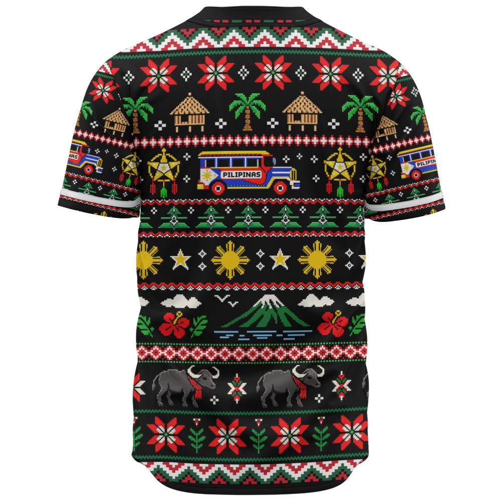 Philippines Filipinos Baseball Shirt Maligayang Pasko Pattern Style