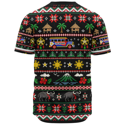 Philippines Filipinos Baseball Shirt Maligayang Pasko Pattern Style