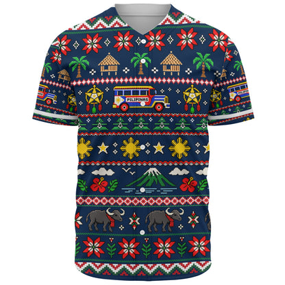 Philippines Filipinos Baseball Shirt Maligayang Pasko Pattern Style