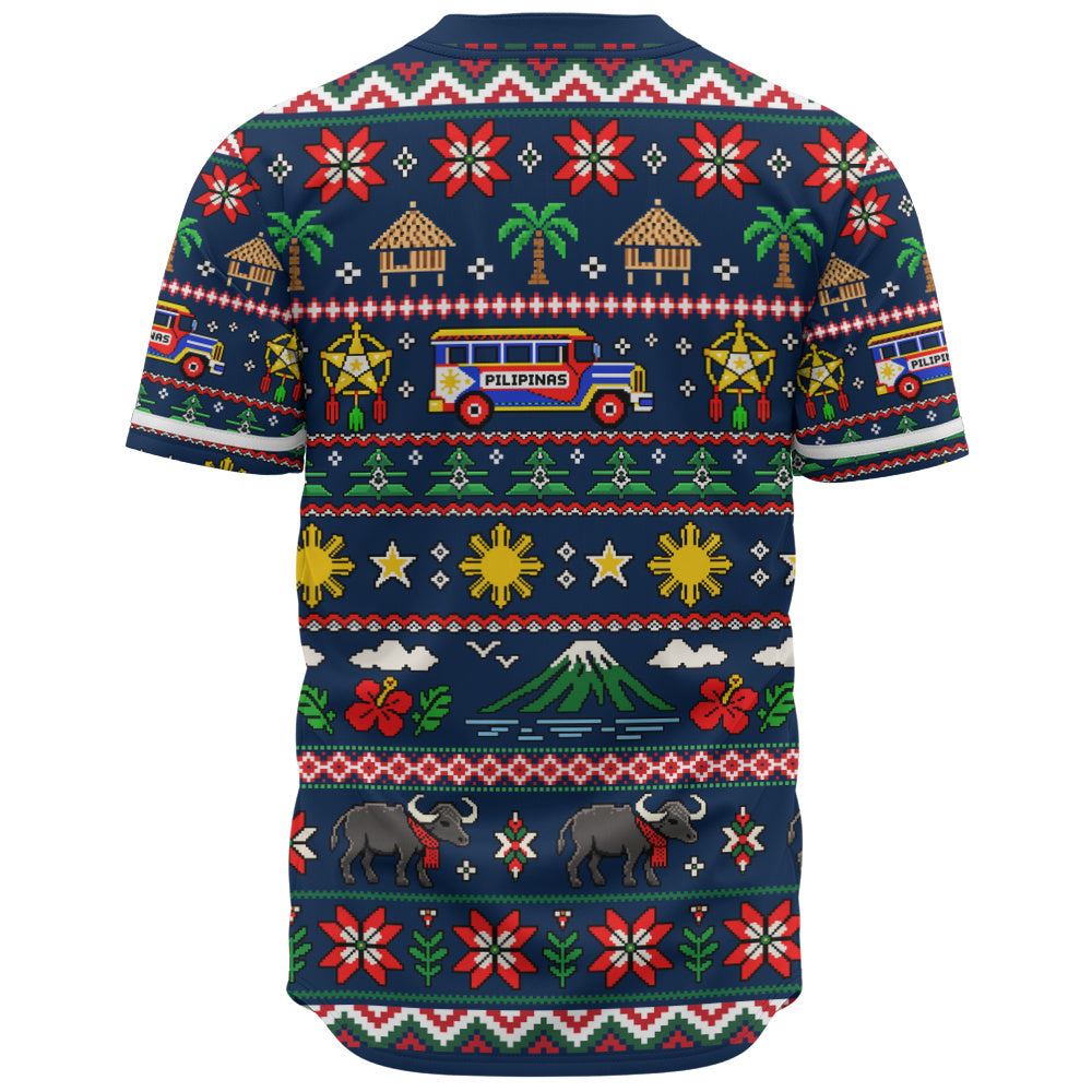 Philippines Filipinos Baseball Shirt Maligayang Pasko Pattern Style