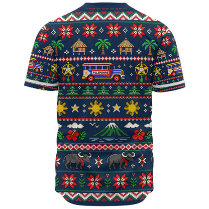 Philippines Filipinos Baseball Shirt Maligayang Pasko Pattern Style