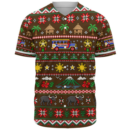 Philippines Filipinos Baseball Shirt Maligayang Pasko Pattern Style