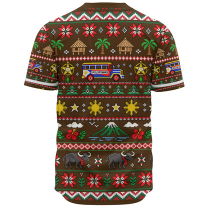 Philippines Filipinos Baseball Shirt Maligayang Pasko Pattern Style