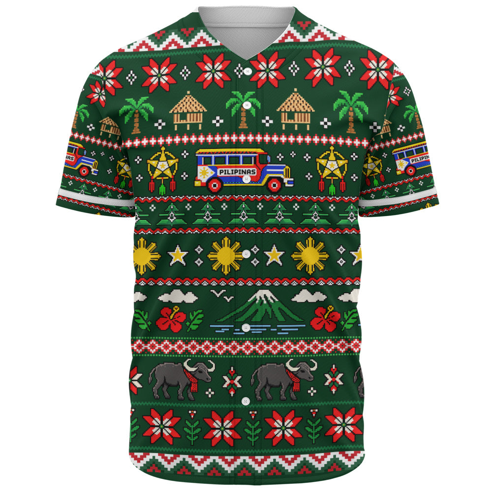 Philippines Filipinos Baseball Shirt Maligayang Pasko Pattern Style