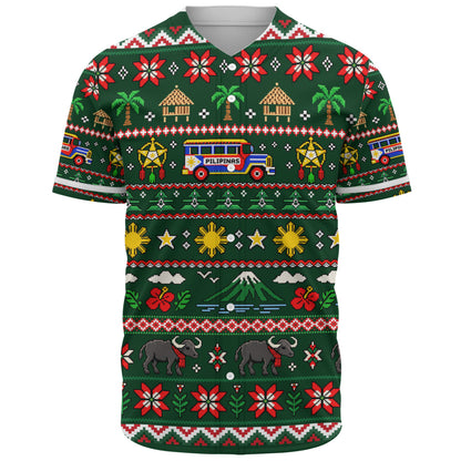 Philippines Filipinos Baseball Shirt Maligayang Pasko Pattern Style