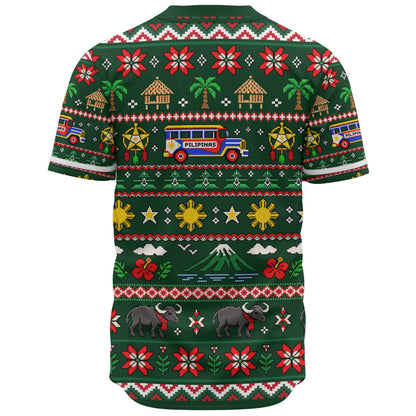 Philippines Filipinos Baseball Shirt Maligayang Pasko Pattern Style