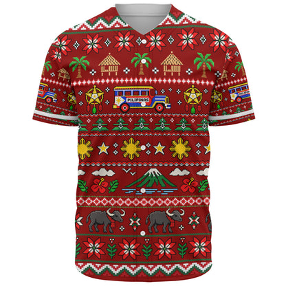 Philippines Filipinos Baseball Shirt Maligayang Pasko Pattern Style