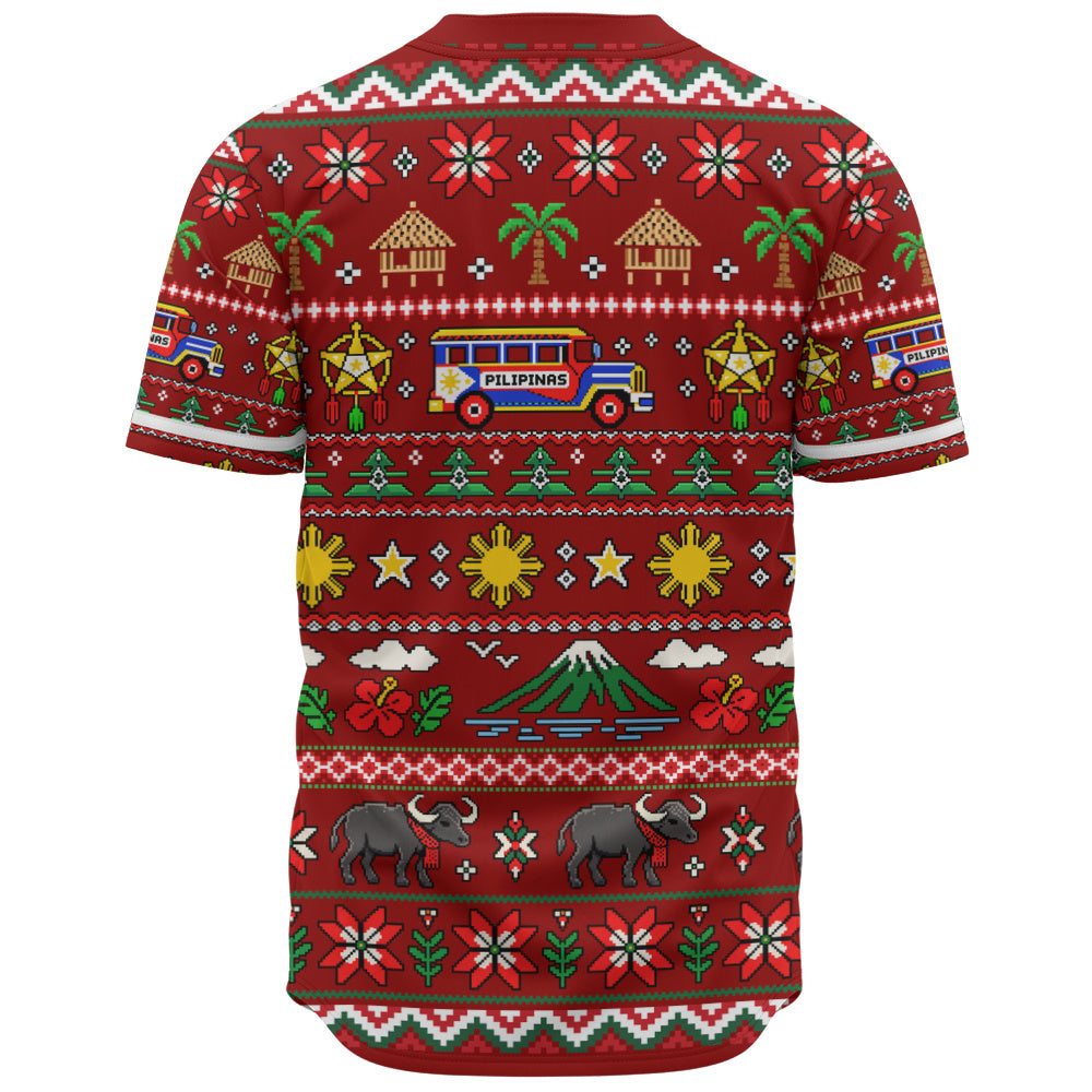 Philippines Filipinos Baseball Shirt Maligayang Pasko Pattern Style
