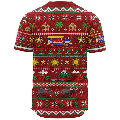 Philippines Filipinos Baseball Shirt Maligayang Pasko Pattern Style