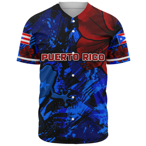 Puerto Rico Baseball Shirt Coqui Frog Flag Hibiscus Tropical Floral Pride