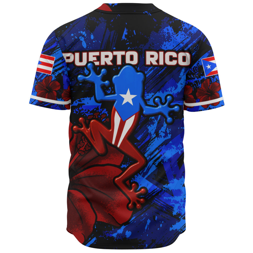 Puerto Rico Baseball Shirt Coqui Frog Flag Hibiscus Tropical Floral Pride
