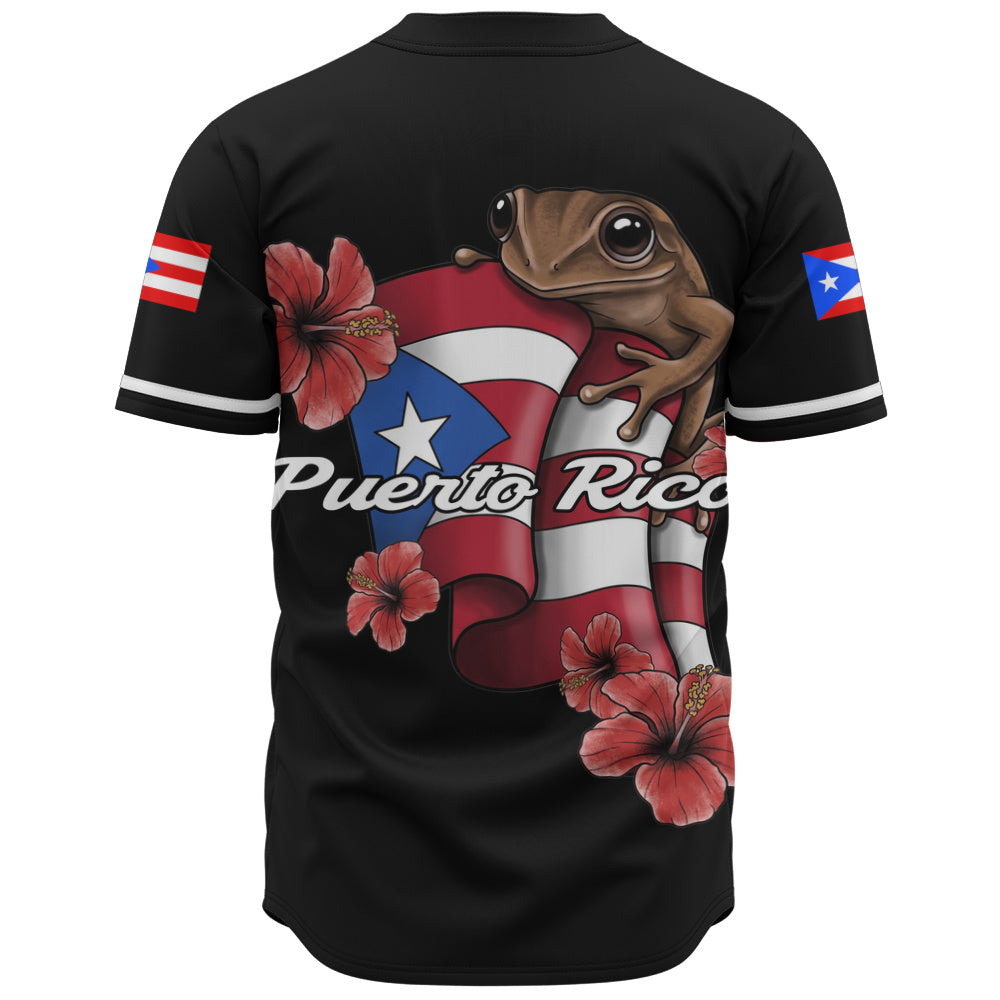 Puerto Rico Baseball Shirt Black Puerto Rican Flag Hibiscus Floral Boricua Pride