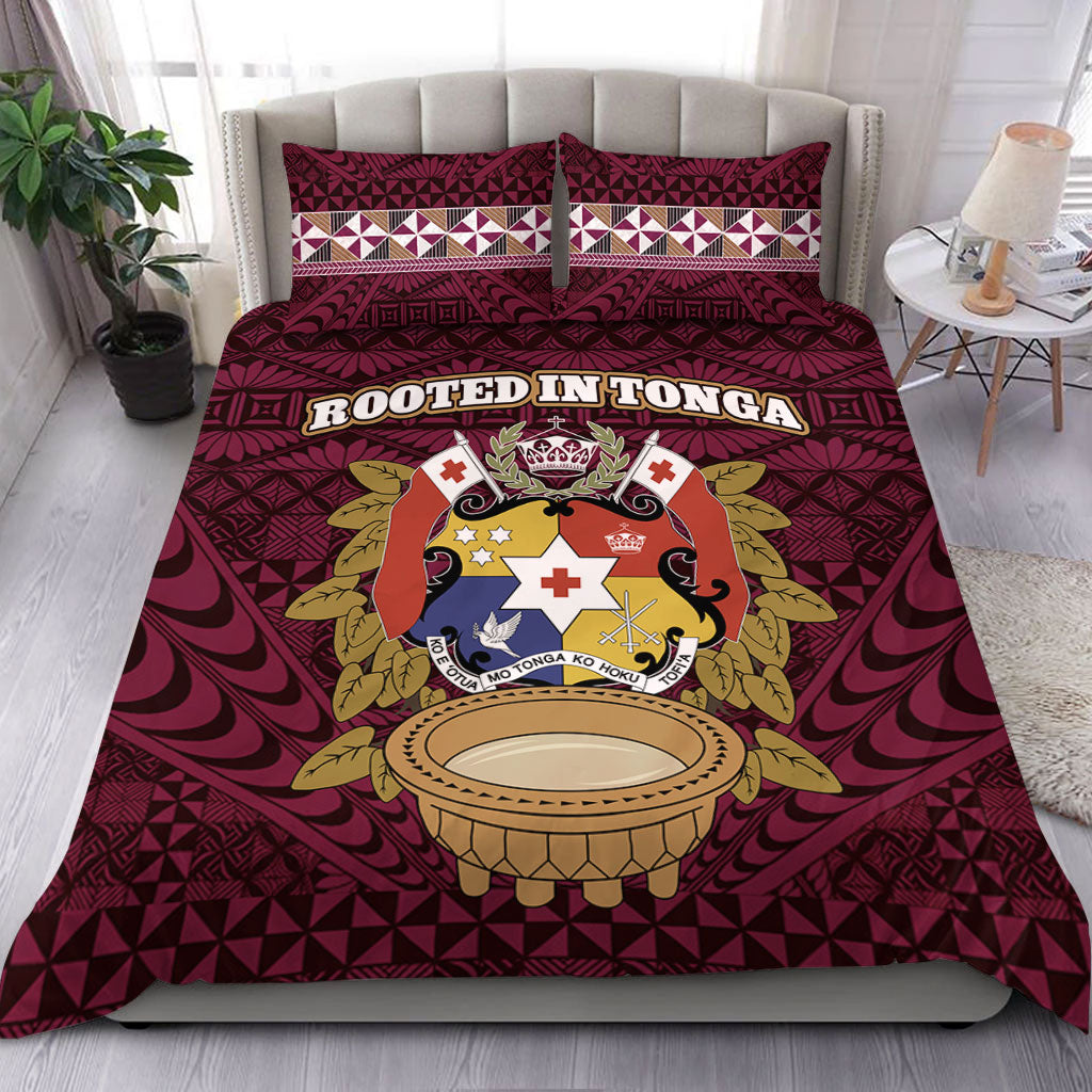 Tonga Bedding Set Rooted In Tonga Coat Of Arms Kava Bowl Ngatu Style