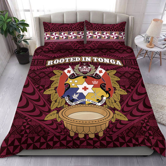 Tonga Bedding Set Rooted In Tonga Coat Of Arms Kava Bowl Ngatu Style