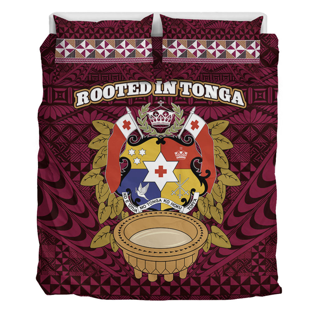 Tonga Bedding Set Rooted In Tonga Coat Of Arms Kava Bowl Ngatu Style