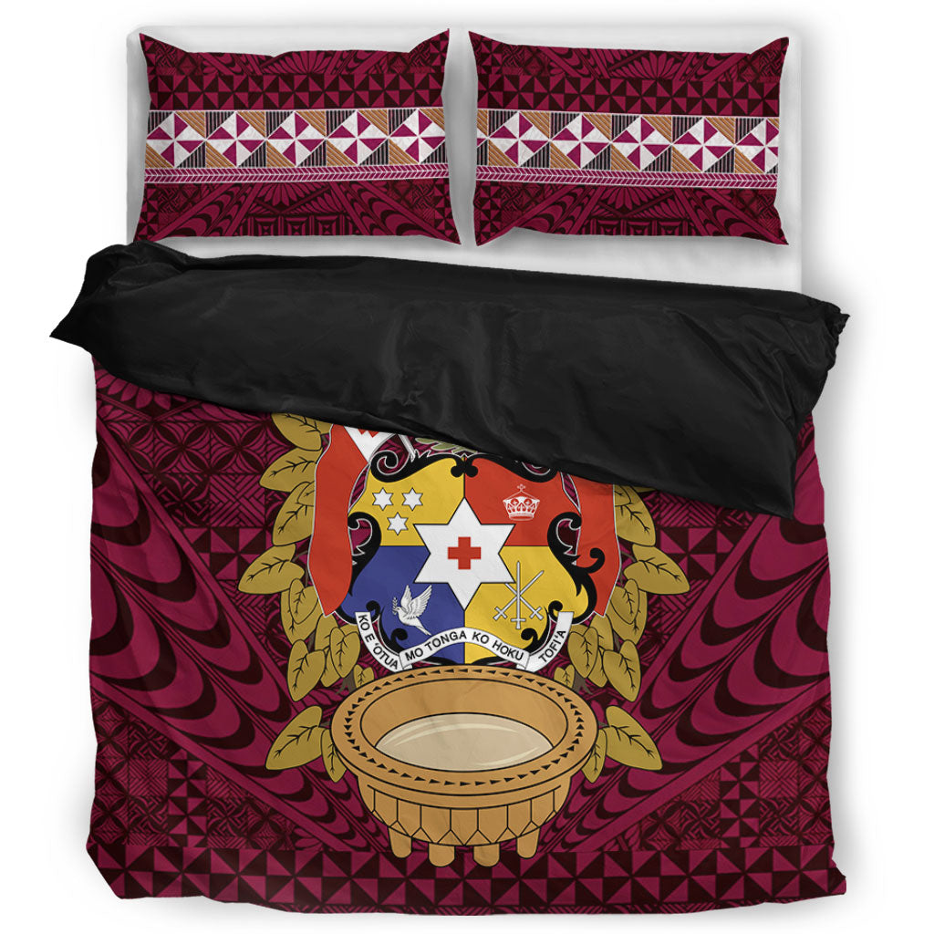 Tonga Bedding Set Rooted In Tonga Coat Of Arms Kava Bowl Ngatu Style