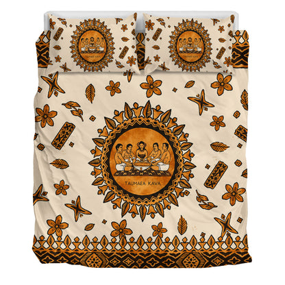 Tonga Bedding Set Taumafa Kava Ceremony Tapa Heritage Style