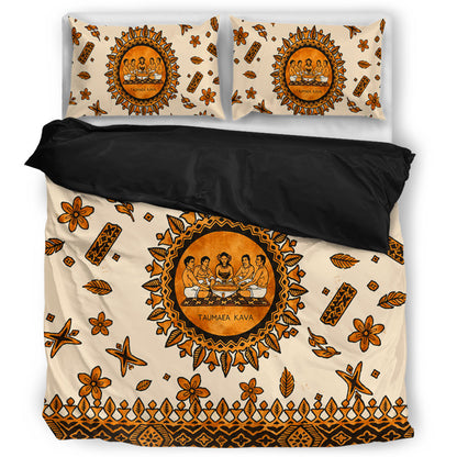 Tonga Bedding Set Taumafa Kava Ceremony Tapa Heritage Style