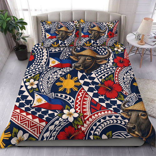 Philippines Filipinos Bedding Set Carabao Sun Flag Floral Tribal Style