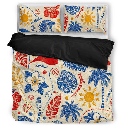 Philippines Filipinos Bedding Set Eagle Sun Flag Tropical Floral Vintage Stamp Style