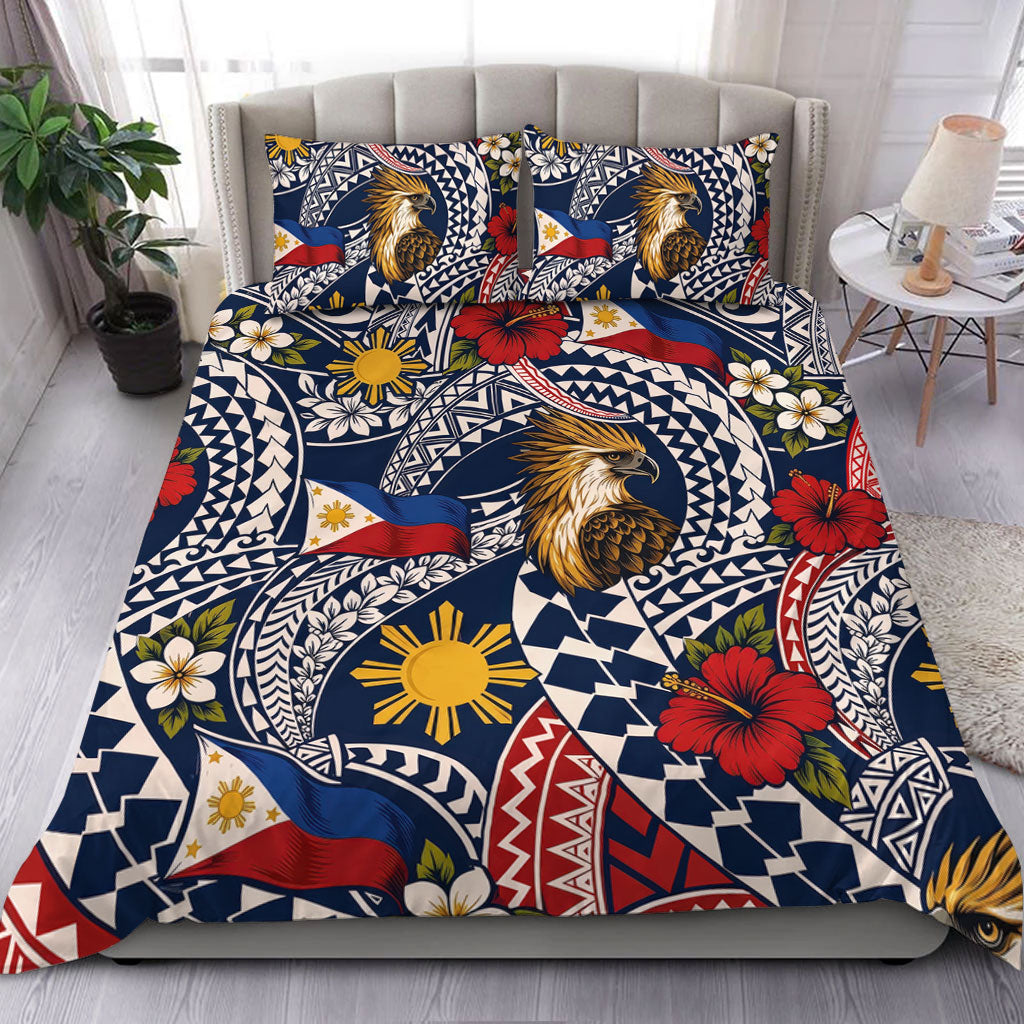 Philippines Filipinos Bedding Set Eagle Sun Flag Floral Tribal Style