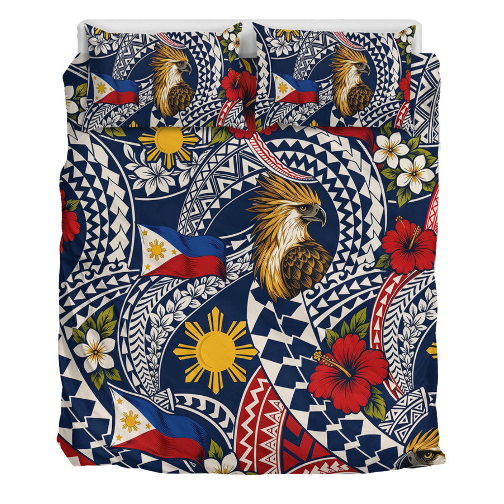 Philippines Filipinos Bedding Set Eagle Sun Flag Floral Tribal Style