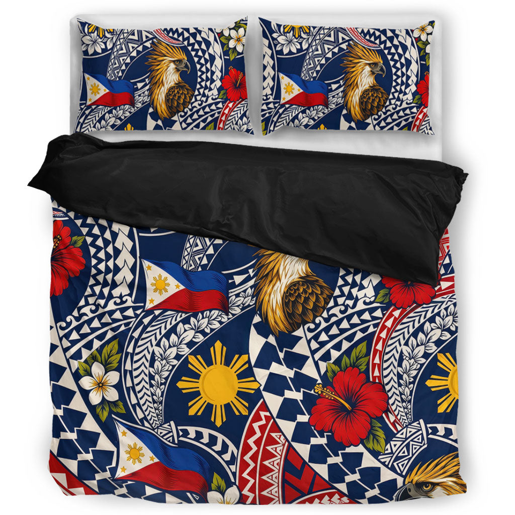 Philippines Filipinos Bedding Set Eagle Sun Flag Floral Tribal Style