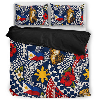 Philippines Filipinos Bedding Set Eagle Sun Flag Floral Tribal Style