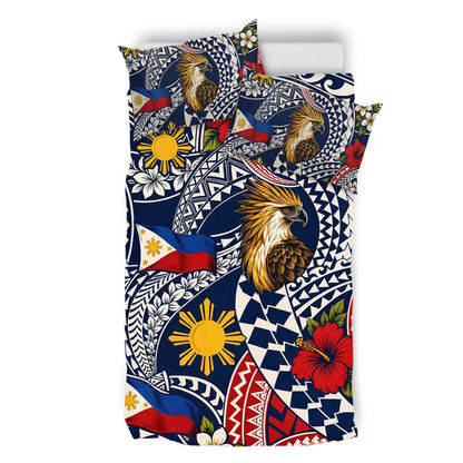 Philippines Filipinos Bedding Set Eagle Sun Flag Floral Tribal Style