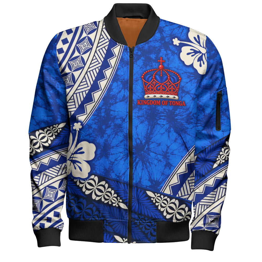 Tonga Bomber Jacket Kingdom Crown Polynesian Floral Pride