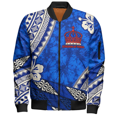 Tonga Bomber Jacket Kingdom Crown Polynesian Floral Pride