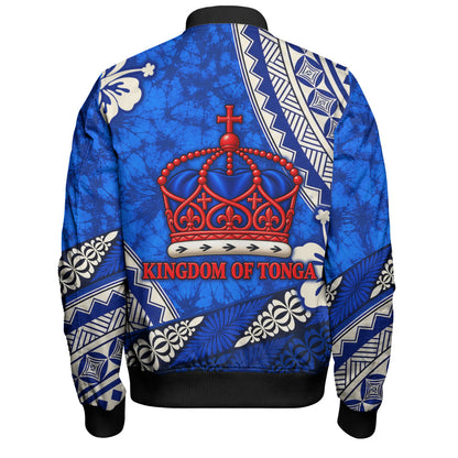 Tonga Bomber Jacket Kingdom Crown Polynesian Floral Pride